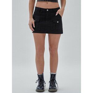 Guess Women's Originals Ripstop Mini Skirt Cargo Pockets In Black Size 27